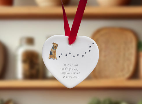 Airedale Terrier Walk Beside Us Ceramic Heart